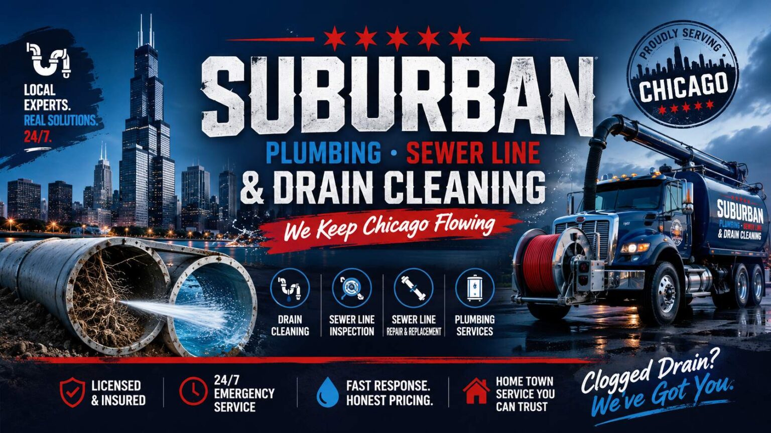 Suburban Plumbing Sewer Line and Drain Cleaning Experts work sample